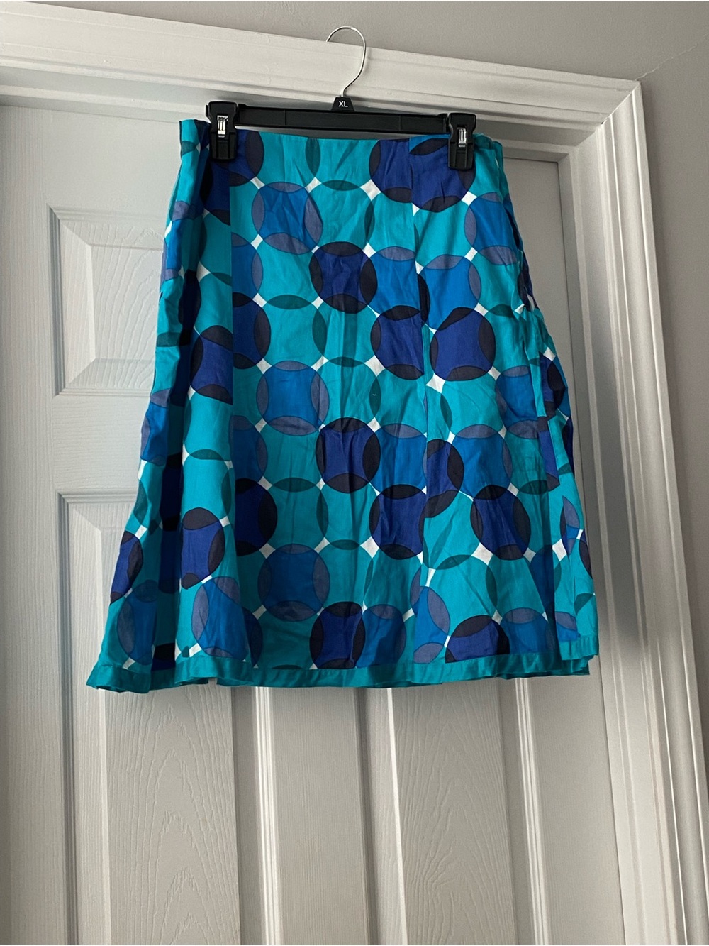 Cato Teal and Navy Geometric A-Line Skirt